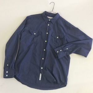 L Superbadshirt Navy button up shirt w/ pockets